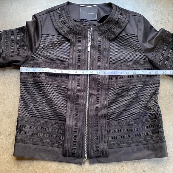 ROBERT Rodriguez Black Mesh and Lace Zip Up Bomber Jacket - Picture 8 of 11